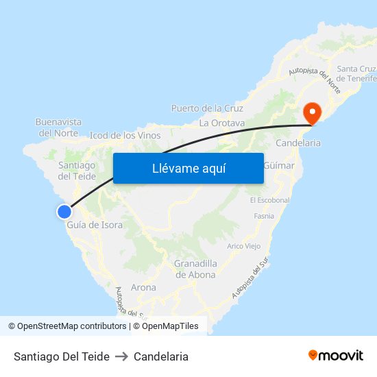 Santiago Del Teide to Candelaria map