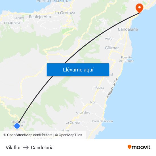 Vilaflor to Candelaria map