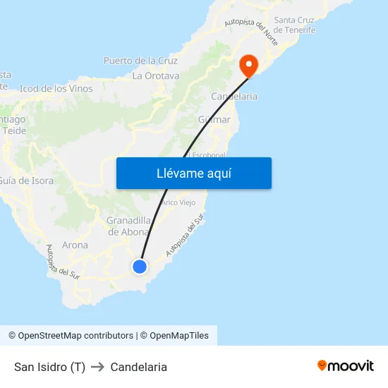 San Isidro (T) to Candelaria map