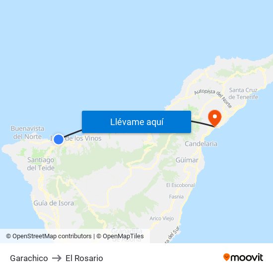 Garachico to El Rosario map