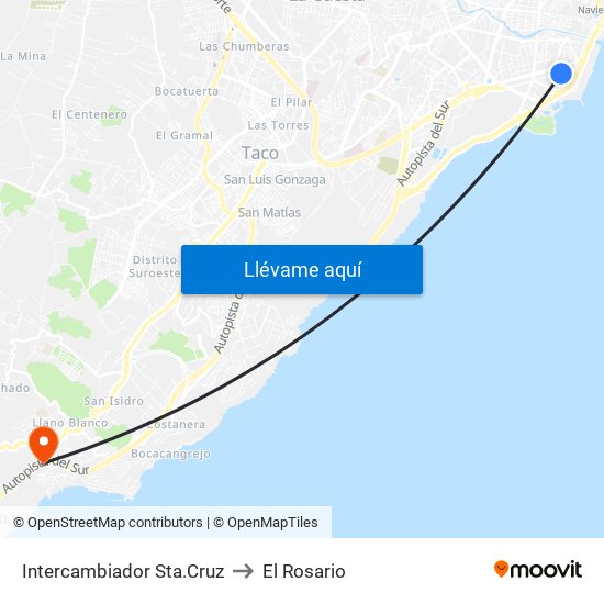 Intercambiador Sta.Cruz to El Rosario map