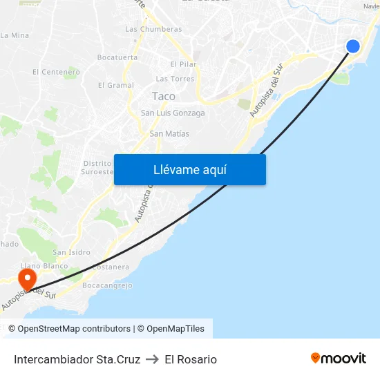Intercambiador Sta.Cruz to El Rosario map