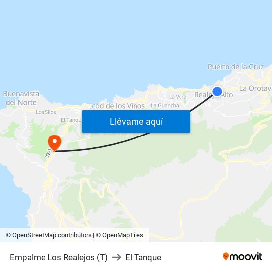 Empalme Los Realejos (T) to El Tanque map