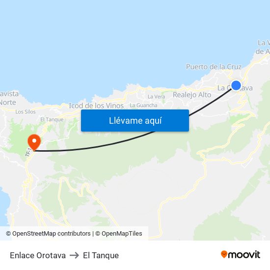 Enlace Orotava to El Tanque map