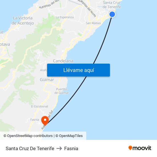 Santa Cruz De Tenerife to Fasnia map