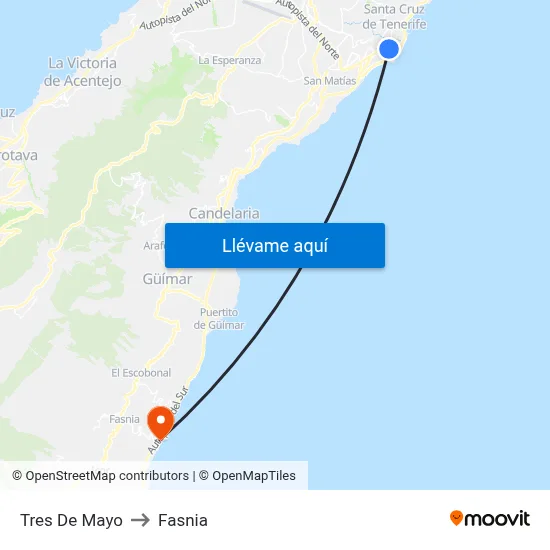 Tres De Mayo to Fasnia map