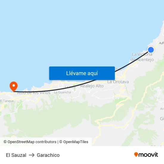 El Sauzal to Garachico map