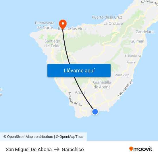 San Miguel De Abona to Garachico map