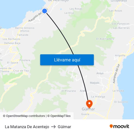 La Matanza De Acentejo to Güímar map