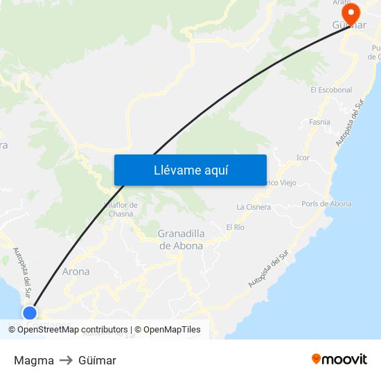 Magma to Güímar map