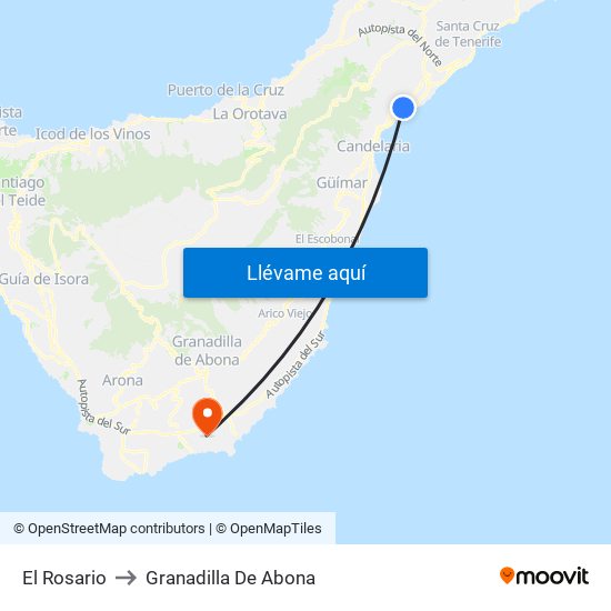 El Rosario to Granadilla De Abona map