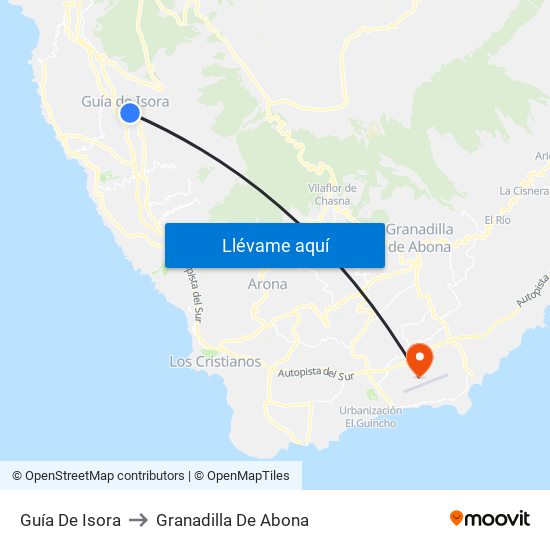 Guía De Isora to Granadilla De Abona map