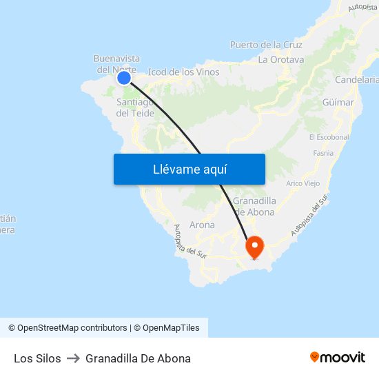 Los Silos to Granadilla De Abona map