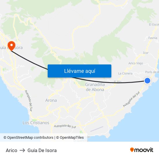 Arico to Guía De Isora map