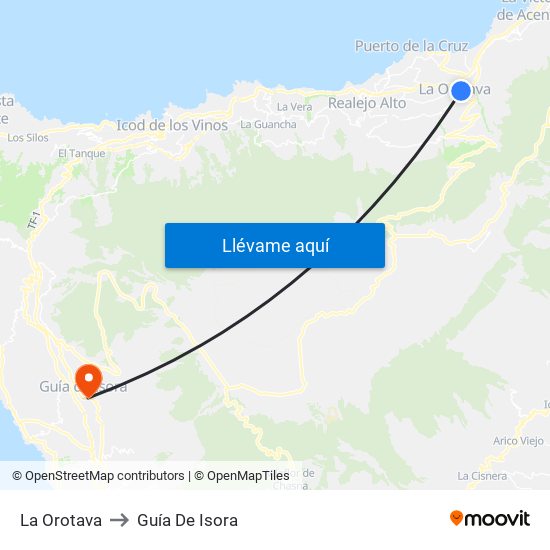 La Orotava to Guía De Isora map