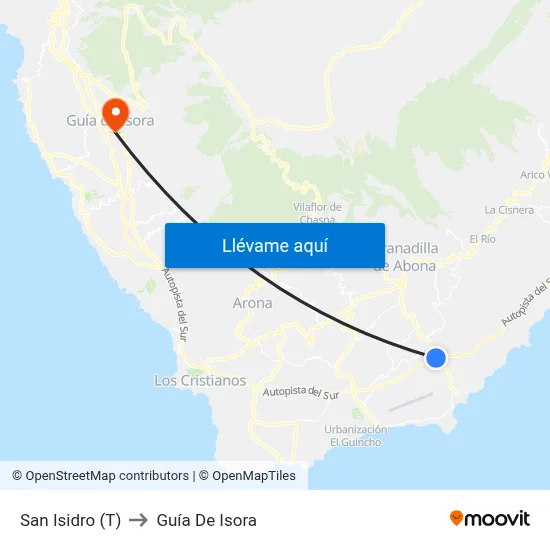 San Isidro (T) to Guía De Isora map