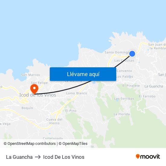 La Guancha to Icod De Los Vinos map