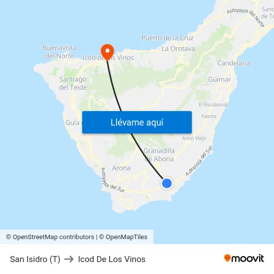 San Isidro (T) to Icod De Los Vinos map