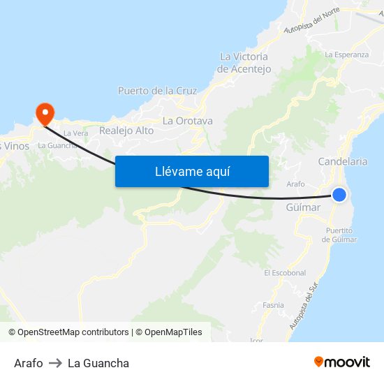 Arafo to La Guancha map