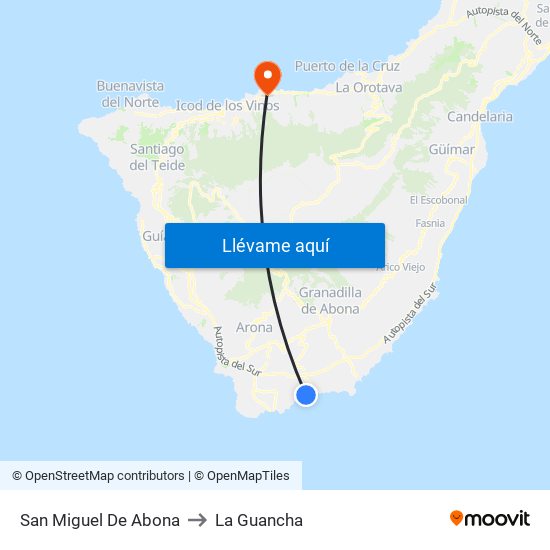 San Miguel De Abona to La Guancha map