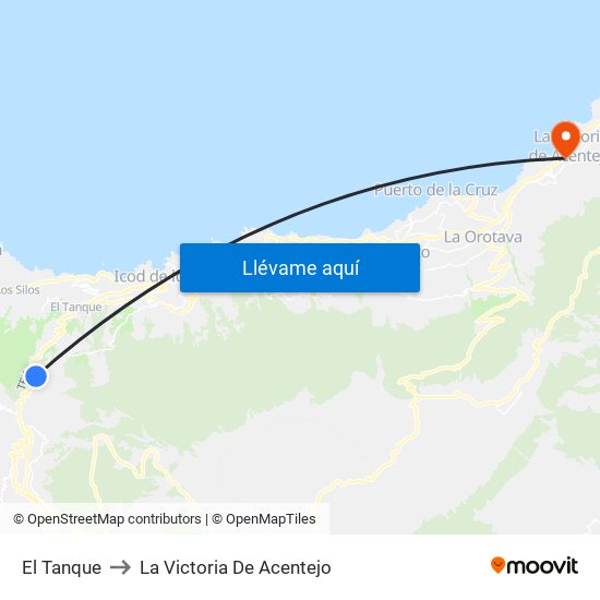 El Tanque to La Victoria De Acentejo map