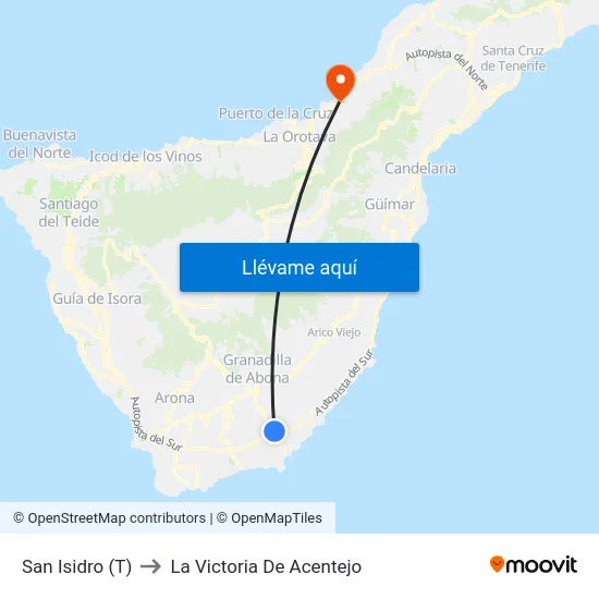 San Isidro (T) to La Victoria De Acentejo map