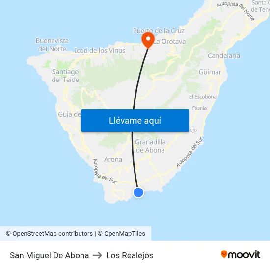 San Miguel De Abona to Los Realejos map