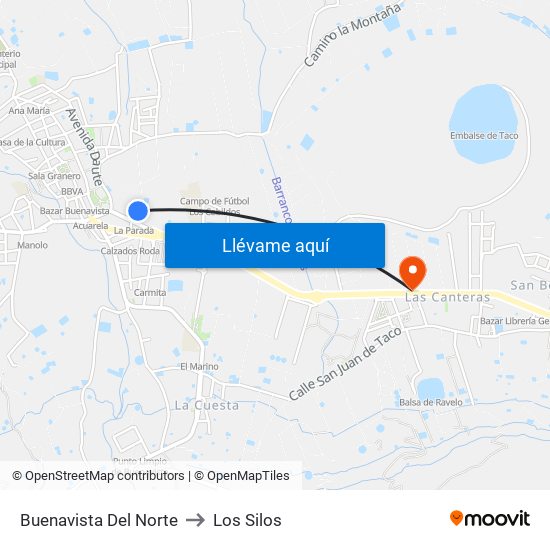 Buenavista Del Norte to Los Silos map