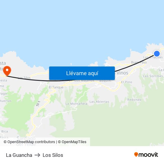 La Guancha to Los Silos map