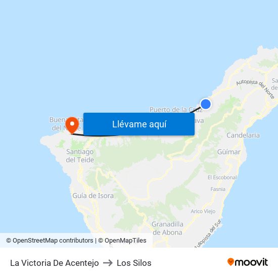 La Victoria De Acentejo to Los Silos map