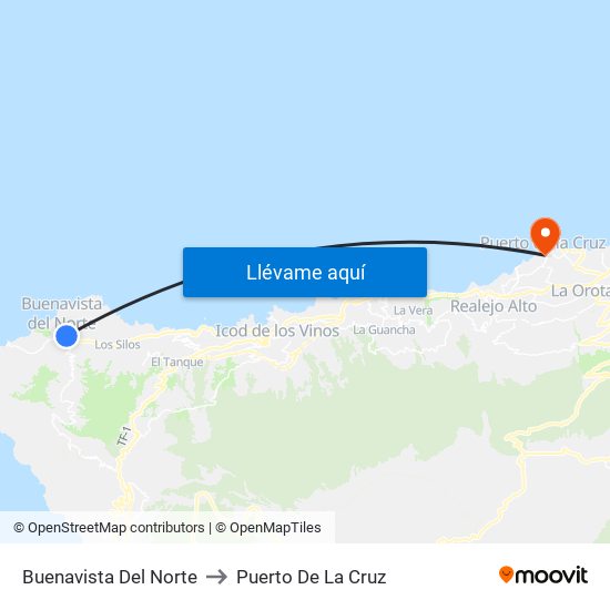 Buenavista Del Norte to Puerto De La Cruz map