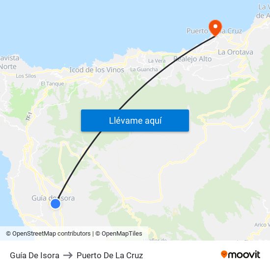 Guía De Isora to Puerto De La Cruz map