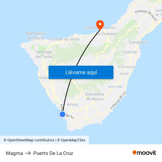 Magma to Puerto De La Cruz map