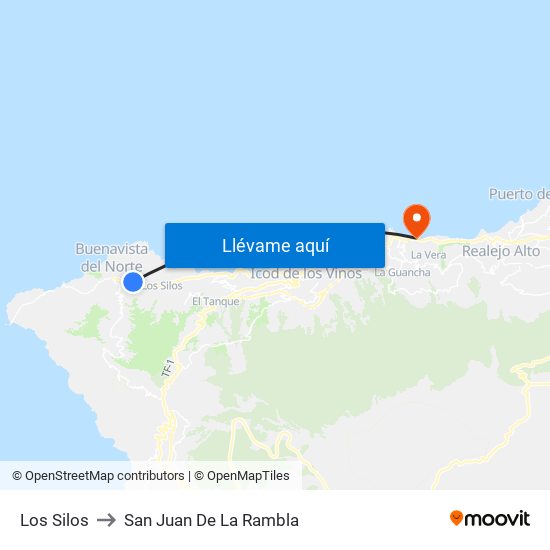 Los Silos to San Juan De La Rambla map