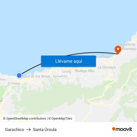 Garachico to Santa Úrsula map