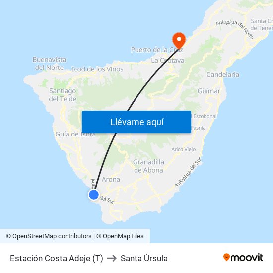 Estación Costa Adeje (T) to Santa Úrsula map