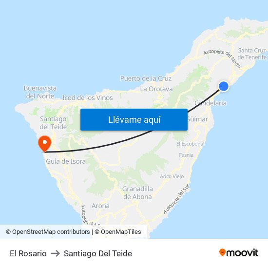 El Rosario to Santiago Del Teide map