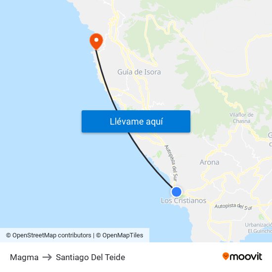 Magma to Santiago Del Teide map