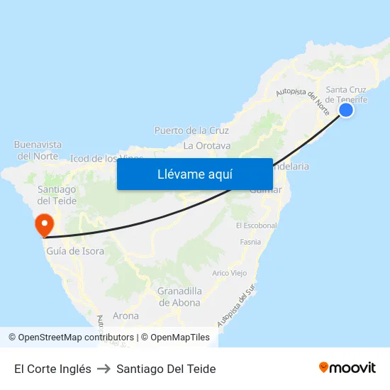 El Corte Inglés to Santiago Del Teide map