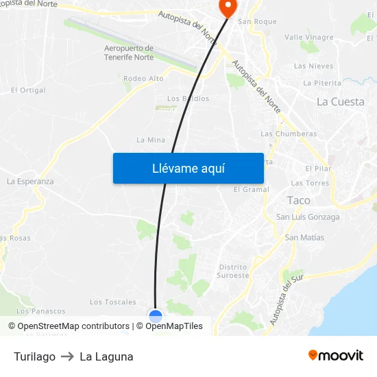 Turilago to La Laguna map