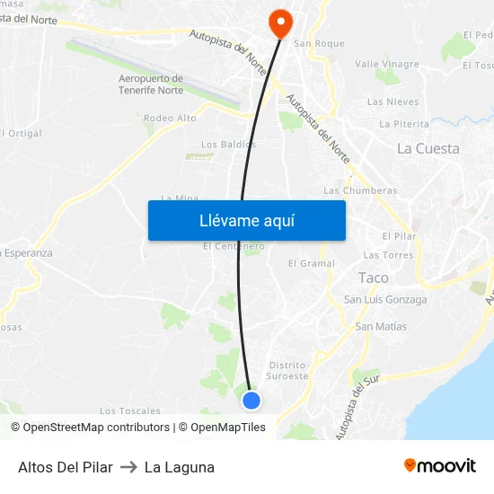 Altos Del Pilar to La Laguna map