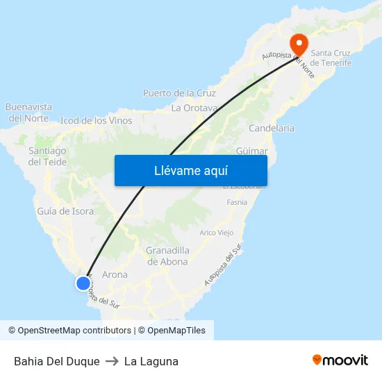 Bahia Del Duque to La Laguna map