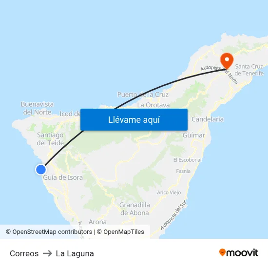 Correos to La Laguna map
