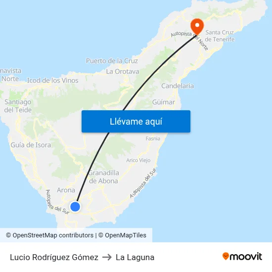 Lucio Rodríguez Gómez to La Laguna map