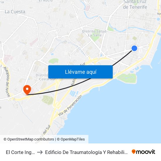 El Corte Inglés to Edificio De Traumatología Y Rehabilitación map