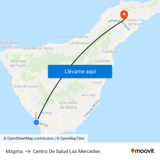 Magma to Centro De Salud Las Mercedes map