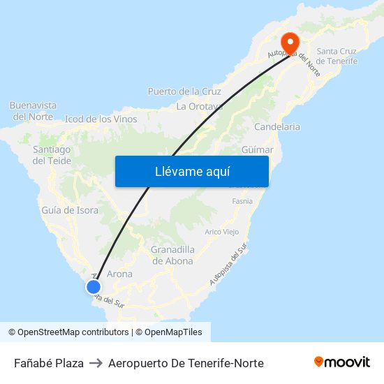 Fañabé Plaza to Aeropuerto De Tenerife-Norte map