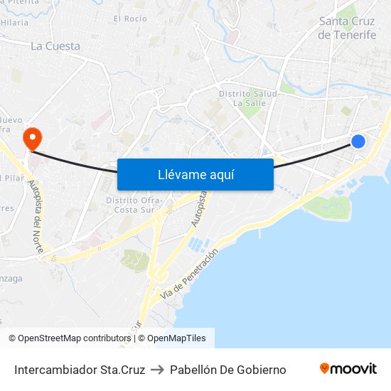 Intercambiador Sta.Cruz to Pabellón De Gobierno map