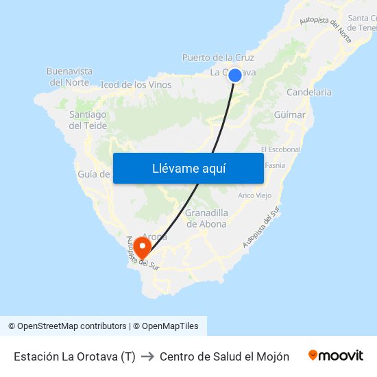 Estación La Orotava (T) to Centro de Salud el Mojón map