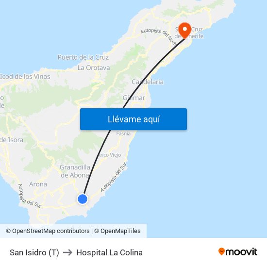 San Isidro (T) to Hospital La Colina map